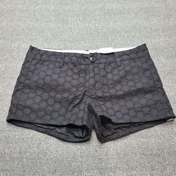 SO Shorts Womens 7 Black Eyelet Low Rise Shortie 2.5 Inseam Summer Casual New - Picture 1 of 10